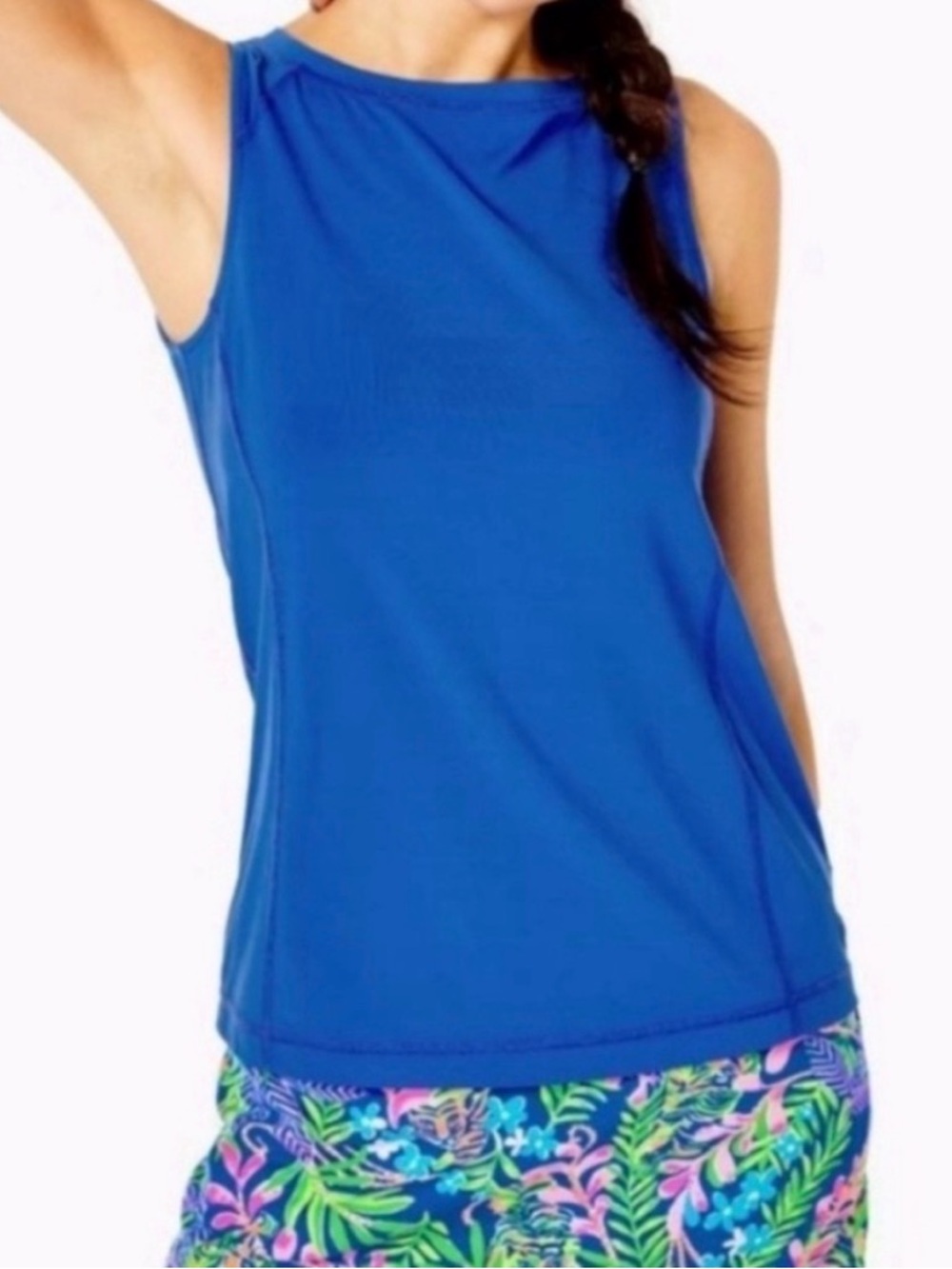 Lilly Pulitzer Luxletic Renay Tank Top Size Medium Blue Sleeveless UPF 50+